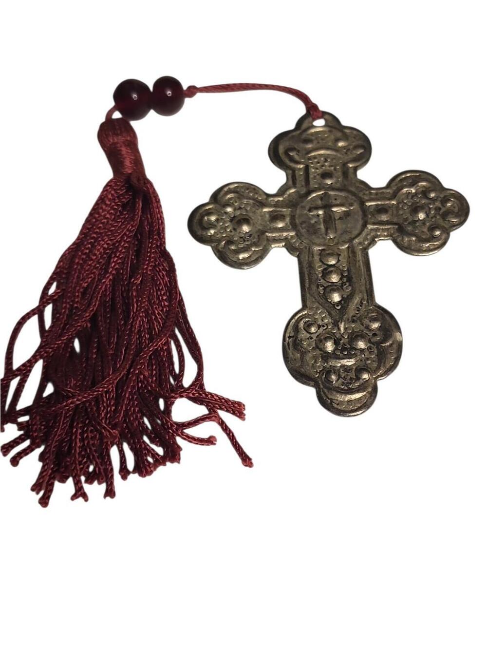 Metal Ornate Christian Cross Pendant Hanging Ornament Bookmark